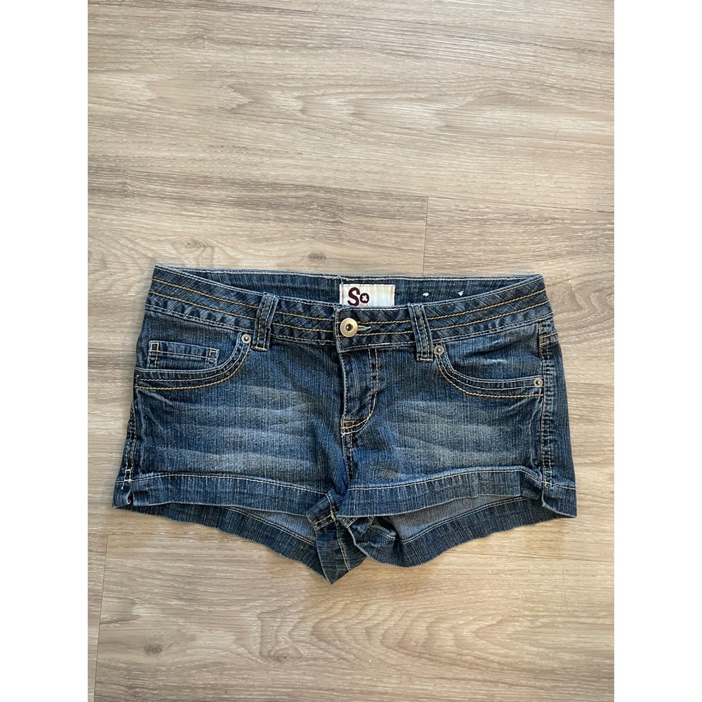 Vintage Y2K SO Denim Micro Shorts Fall Streetwear Grunge Punk Casual